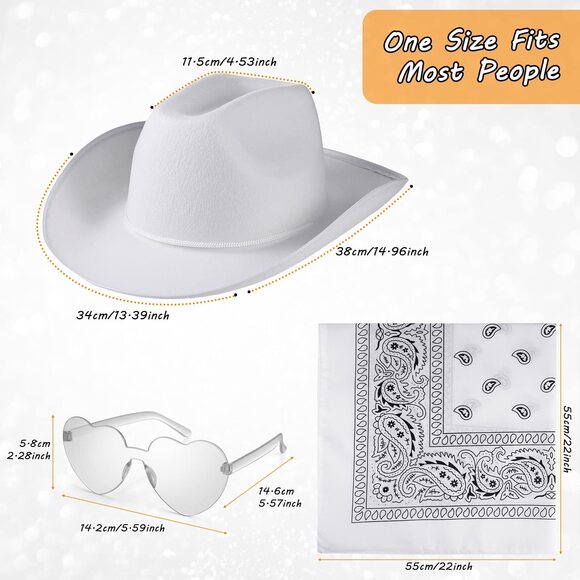 5242 9 Pcs Adult Cowboy Hat With Paisley Bandanas And Heart Shape main image 5